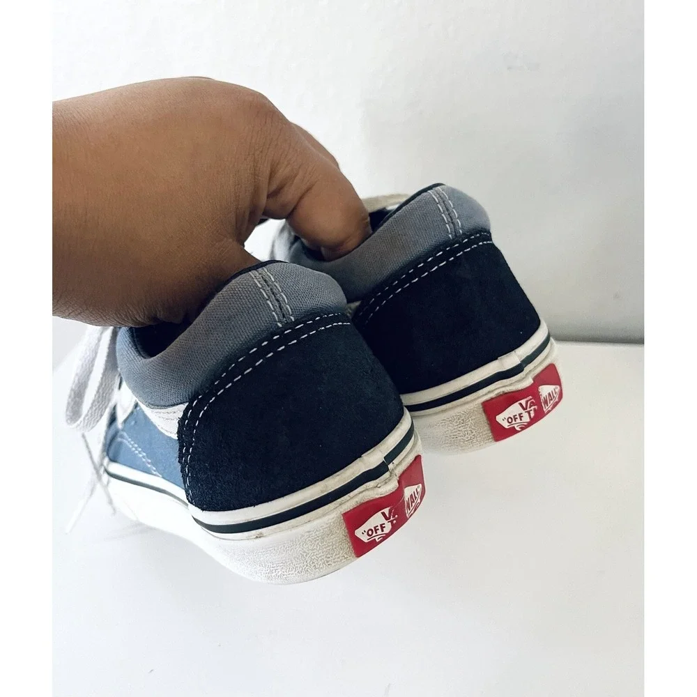 VANS Old Skool Sneaker Shoes Canvas Suede‎ Blue Black Kid Youth 2y